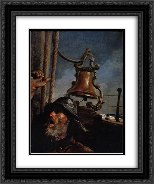 The Lookout ' 'All's Well' 20x24 Black Ornate Wood Framed Art Print Poster with Double Matting by Homer, Winslow