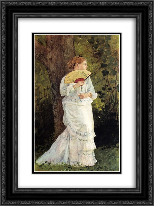 The Trysting Place 18x24 Black Ornate Wood Framed Art Print Poster with Double Matting by Homer, Winslow