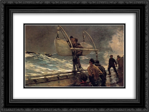 The Signal of Distress 24x18 Black Ornate Wood Framed Art Print Poster with Double Matting by Homer, Winslow