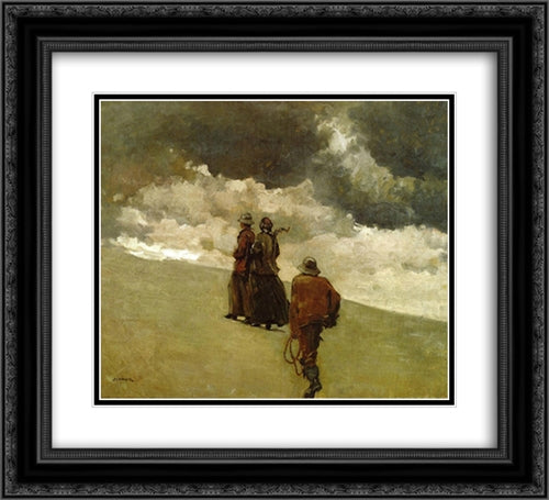 To the Rescue 22x20 Black Ornate Wood Framed Art Print Poster with Double Matting by Homer, Winslow