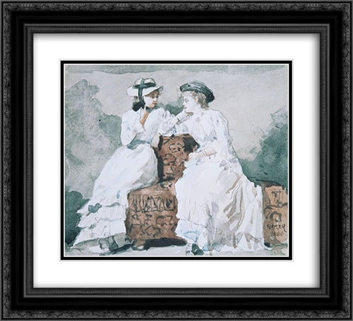 Two Ladies 22x20 Black Ornate Wood Framed Art Print Poster with Double Matting by Homer, Winslow