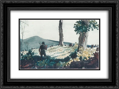 The Pioneer 24x18 Black Ornate Wood Framed Art Print Poster with Double Matting by Homer, Winslow