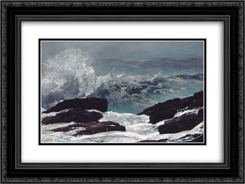 Maine Coast 24x18 Black Ornate Wood Framed Art Print Poster with Double Matting by Homer, Winslow