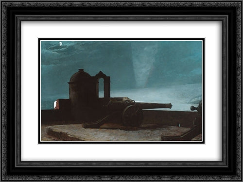 Searchlight on Harbor Entrance, Santiago de Cuba 24x18 Black Ornate Wood Framed Art Print Poster with Double Matting by Homer, Winslow