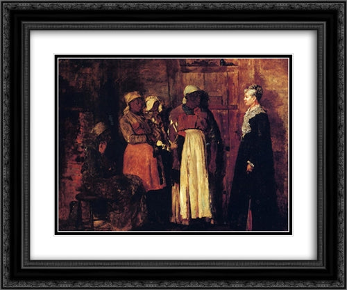 A Visit from the Old Mistress 24x20 Black Ornate Wood Framed Art Print Poster with Double Matting by Homer, Winslow