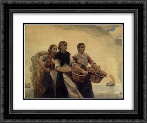 A Voice from the Cliffs 24x20 Black Ornate Wood Framed Art Print Poster with Double Matting by Homer, Winslow