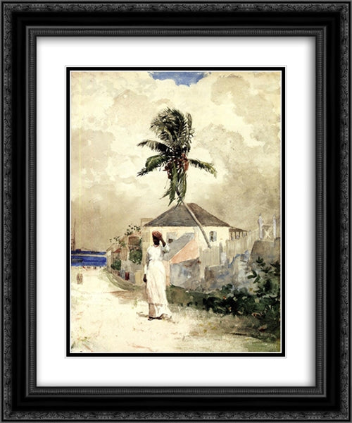 Along the Road, Bahamas 20x24 Black Ornate Wood Framed Art Print Poster with Double Matting by Homer, Winslow