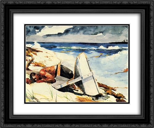 After the Hurricane 24x20 Black Ornate Wood Framed Art Print Poster with Double Matting by Homer, Winslow