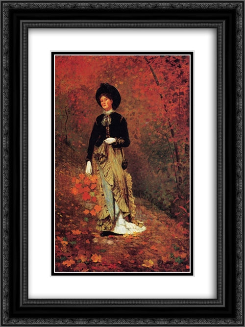 Autumn 18x24 Black Ornate Wood Framed Art Print Poster with Double Matting by Homer, Winslow