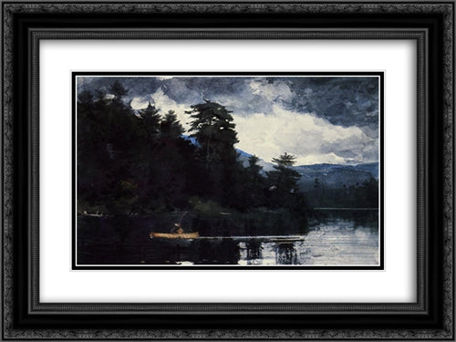 Adirondack Lake 24x18 Black Ornate Wood Framed Art Print Poster with Double Matting by Homer, Winslow