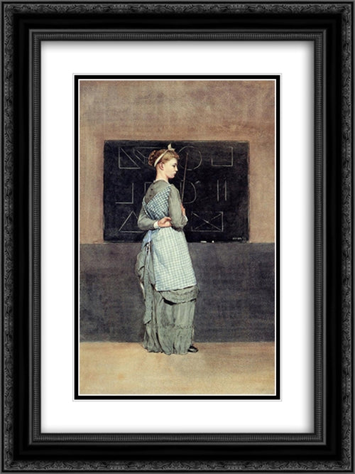 Blackboard 18x24 Black Ornate Wood Framed Art Print Poster with Double Matting by Homer, Winslow