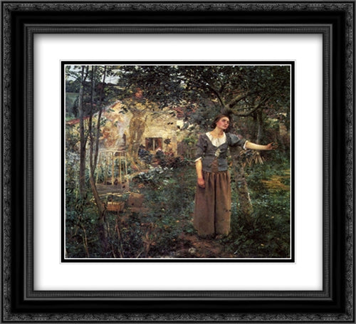 Joan of Arc 22x20 Black Ornate Wood Framed Art Print Poster with Double Matting by Bastien Lepage, Jules