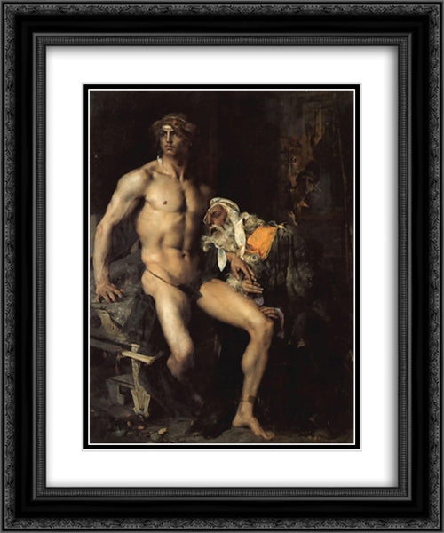 Achilles and Priam 20x24 Black Ornate Wood Framed Art Print Poster with Double Matting by Bastien Lepage, Jules