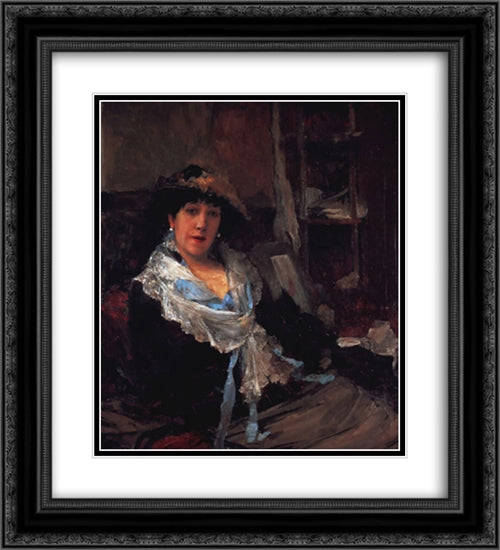 Lady 20x22 Black Ornate Wood Framed Art Print Poster with Double Matting by Bastien Lepage, Jules