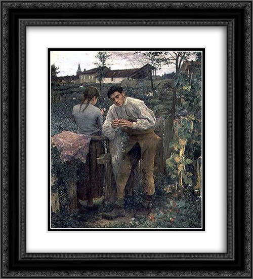 Rural Love 20x22 Black Ornate Wood Framed Art Print Poster with Double Matting by Bastien Lepage, Jules