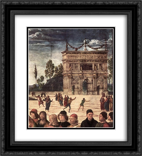 Baptism of Christ [detail: 3] 20x22 Black Ornate Wood Framed Art Print Poster with Double Matting by Perugino, Pietro