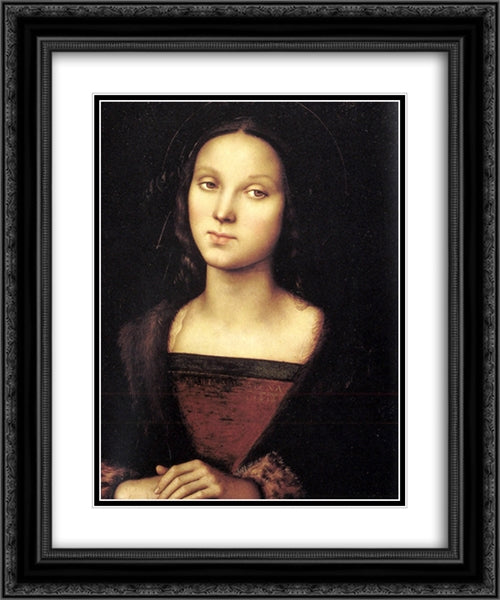 Mary Magdalen 20x24 Black Ornate Wood Framed Art Print Poster with Double Matting by Perugino, Pietro