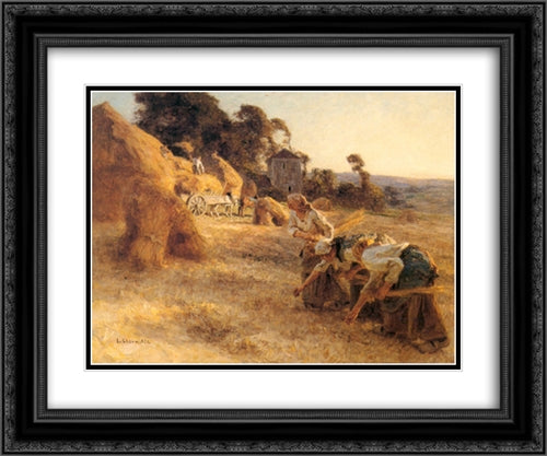 Haymakers 24x20 Black Ornate Wood Framed Art Print Poster with Double Matting by L'Hermitte, Leon Augustin