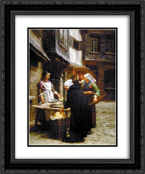 The Butter Market 20x24 Black Ornate Wood Framed Art Print Poster with Double Matting by L'Hermitte, Leon Augustin