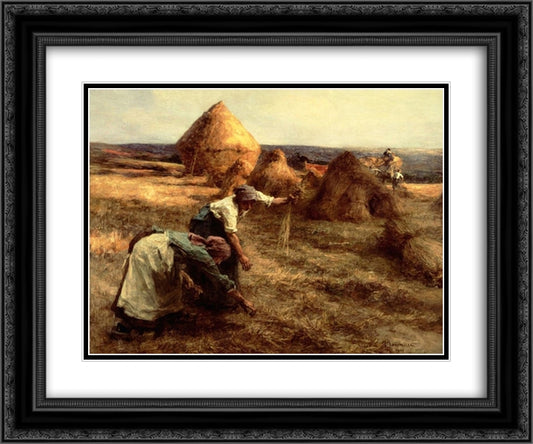 The Gleaners 24x20 Black Ornate Wood Framed Art Print Poster with Double Matting by L'Hermitte, Leon Augustin