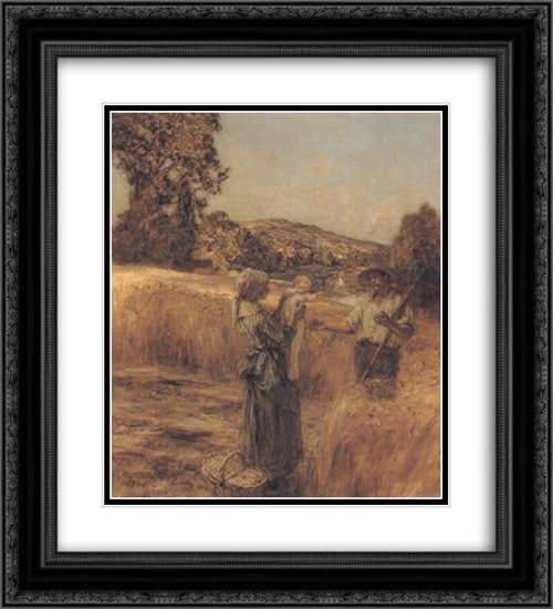 The Reapers' Child 20x22 Black Ornate Wood Framed Art Print Poster with Double Matting by L'Hermitte, Leon Augustin