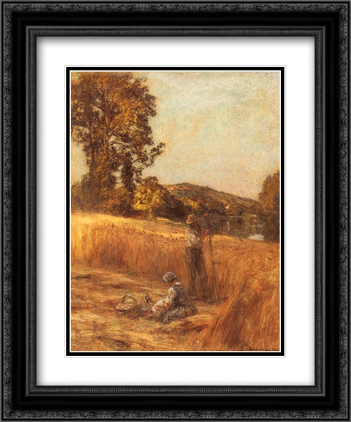 The Harvesters 20x24 Black Ornate Wood Framed Art Print Poster with Double Matting by L'Hermitte, Leon Augustin