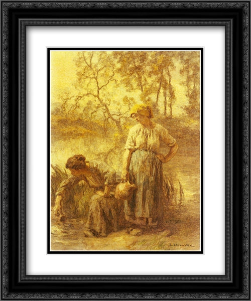 Puiseuses d'eau 20x24 Black Ornate Wood Framed Art Print Poster with Double Matting by L'Hermitte, Leon Augustin