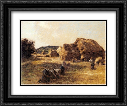 Les Glaneuses 24x20 Black Ornate Wood Framed Art Print Poster with Double Matting by L'Hermitte, Leon Augustin