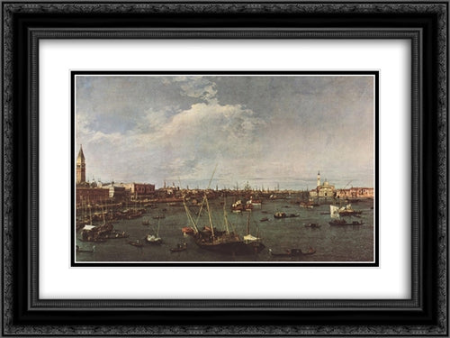 Bacino di San Marco 24x18 Black Ornate Wood Framed Art Print Poster with Double Matting by Canaletto