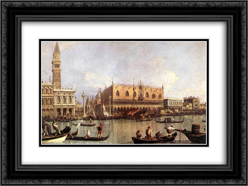 Palazzo Ducale and the Piazza di San Marco 24x18 Black Ornate Wood Framed Art Print Poster with Double Matting by Canaletto