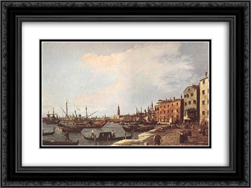 Riva degli Schiavoni ' west side 24x18 Black Ornate Wood Framed Art Print Poster with Double Matting by Canaletto