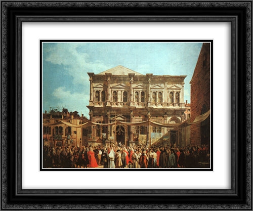 The Feast Day of St Roch 24x20 Black Ornate Wood Framed Art Print Poster with Double Matting by Canaletto