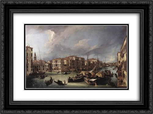 The Grand Canal with the Rialto Bridge in the Background 24x18 Black Ornate Wood Framed Art Print Poster with Double Matting by Canaletto