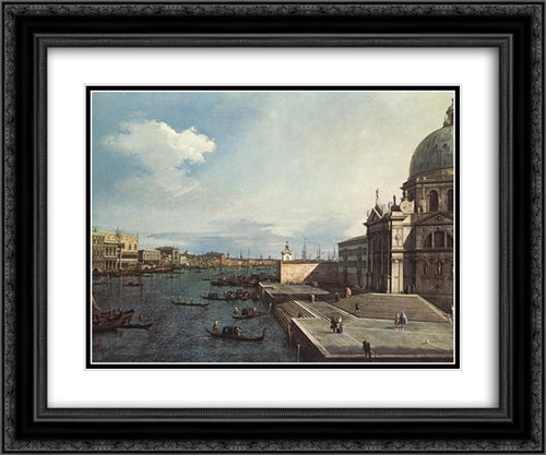 The Grand Canal at the Salute Church 24x20 Black Ornate Wood Framed Art Print Poster with Double Matting by Canaletto