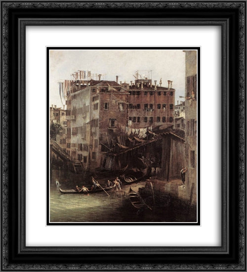 The Rio dei Mendicanti (detail) 20x22 Black Ornate Wood Framed Art Print Poster with Double Matting by Canaletto