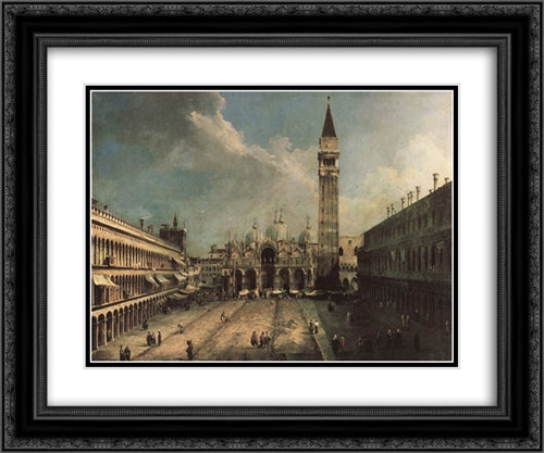 Piazza San Marco 24x20 Black Ornate Wood Framed Art Print Poster with Double Matting by Canaletto