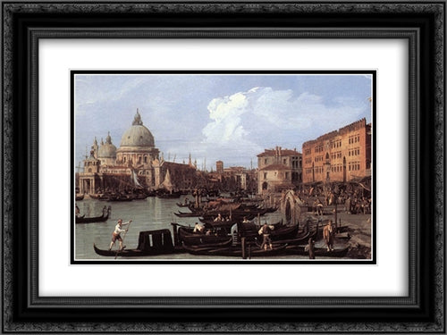 The Molo: Looking West (detail) 24x18 Black Ornate Wood Framed Art Print Poster with Double Matting by Canaletto