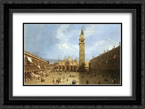 Piazza San Marco 24x18 Black Ornate Wood Framed Art Print Poster with Double Matting by Canaletto