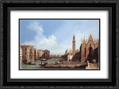 Grand Canal: from Santa Maria della Carita to the Bacino di San Marco 24x18 Black Ornate Wood Framed Art Print Poster with Double Matting by Canaletto