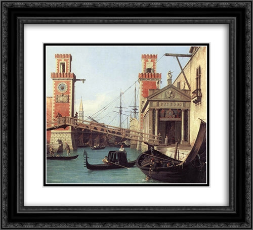 View of the Entrance to the Arsenal (detail) 22x20 Black Ornate Wood Framed Art Print Poster with Double Matting by Canaletto