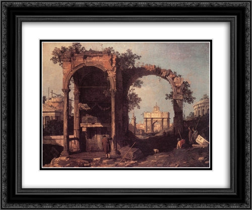 Capriccio: Ruins and Classic Buildings 24x20 Black Ornate Wood Framed Art Print Poster with Double Matting by Canaletto