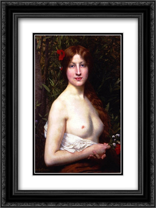 Fleurs des Champs 18x24 Black Ornate Wood Framed Art Print Poster with Double Matting by Lefebvre, Jules Joseph