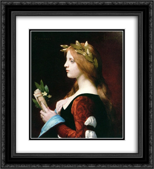 Clemence Isaure 20x22 Black Ornate Wood Framed Art Print Poster with Double Matting by Lefebvre, Jules Joseph