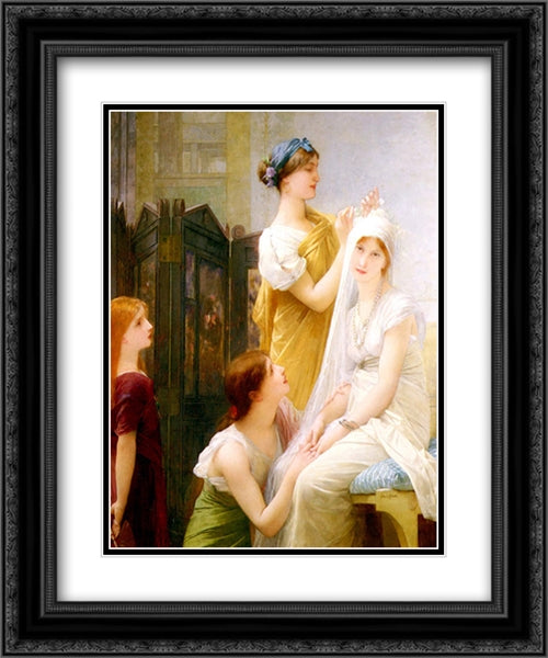 La Fiancee 20x24 Black Ornate Wood Framed Art Print Poster with Double Matting by Lefebvre, Jules Joseph