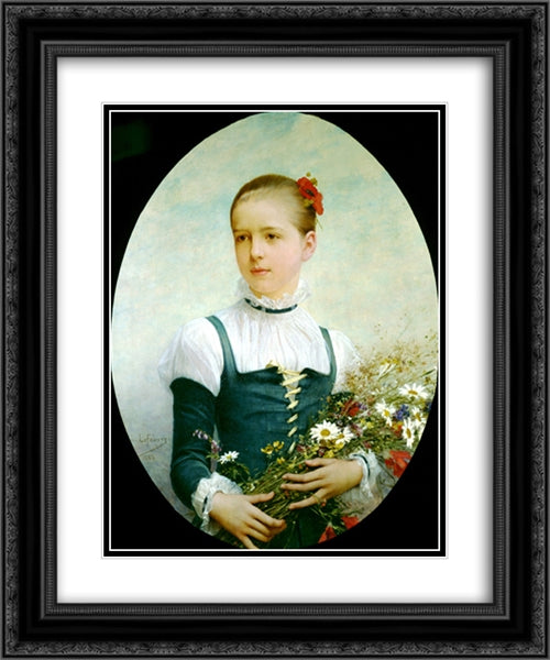 Portrait of Edna Barger of Connecticut 20x24 Black Ornate Wood Framed Art Print Poster with Double Matting by Lefebvre, Jules Joseph