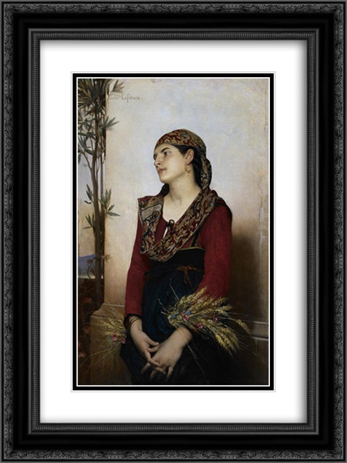 Mediterranean Beauty 18x24 Black Ornate Wood Framed Art Print Poster with Double Matting by Lefebvre, Jules Joseph