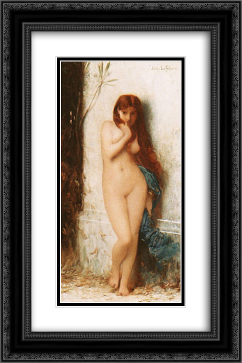 Variation on 'La Cigale' 16x24 Black Ornate Wood Framed Art Print Poster with Double Matting by Lefebvre, Jules Joseph