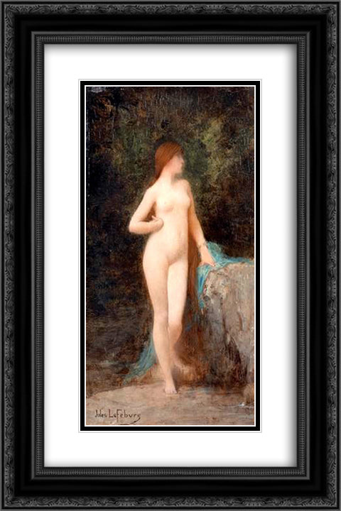 Chloe (study) 16x24 Black Ornate Wood Framed Art Print Poster with Double Matting by Lefebvre, Jules Joseph