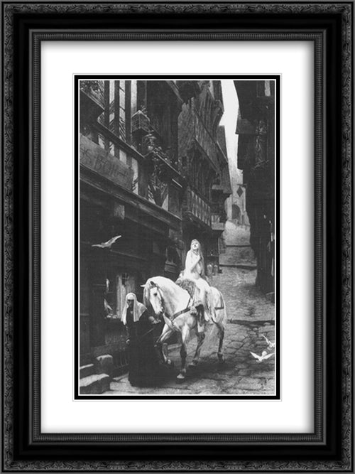 Lady Godiva 18x24 Black Ornate Wood Framed Art Print Poster with Double Matting by Lefebvre, Jules Joseph