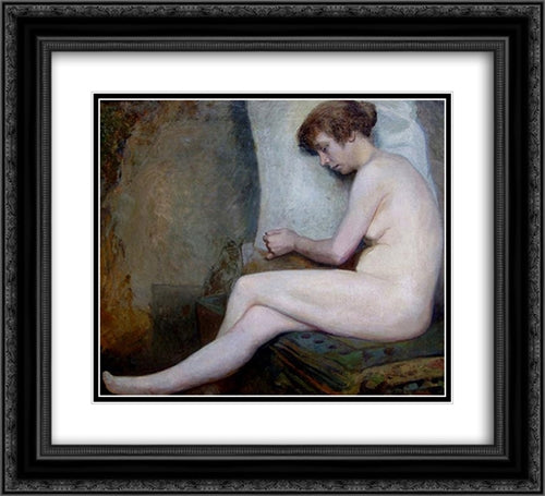 Susanne (unfinished) 22x20 Black Ornate Wood Framed Art Print Poster with Double Matting by Lefebvre, Jules Joseph